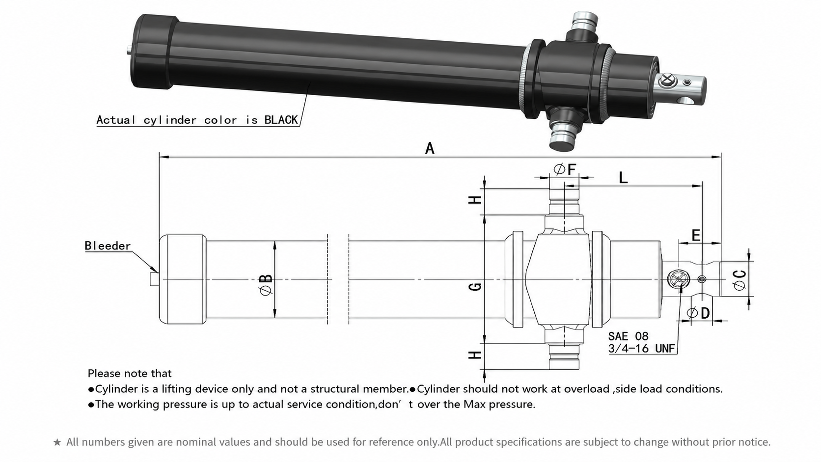 Telescopic Cylinder 3000 PSI TH drawing
