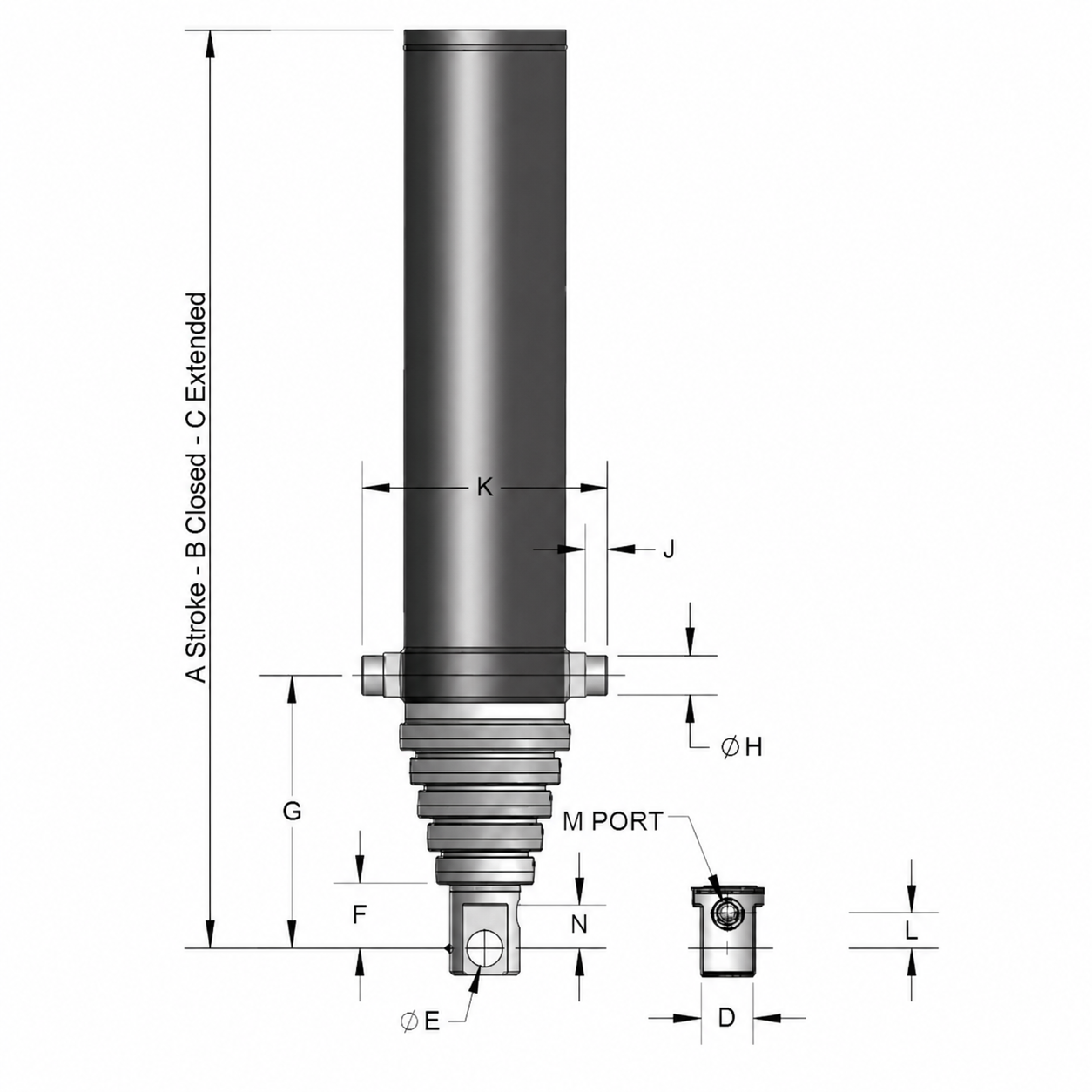 Telescopic Cylinders SAT dimensional drawing